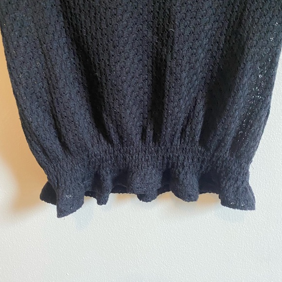 BERSHKA Black Knit Crop Top Elastic Waist Size Small - Picture 9 of 11